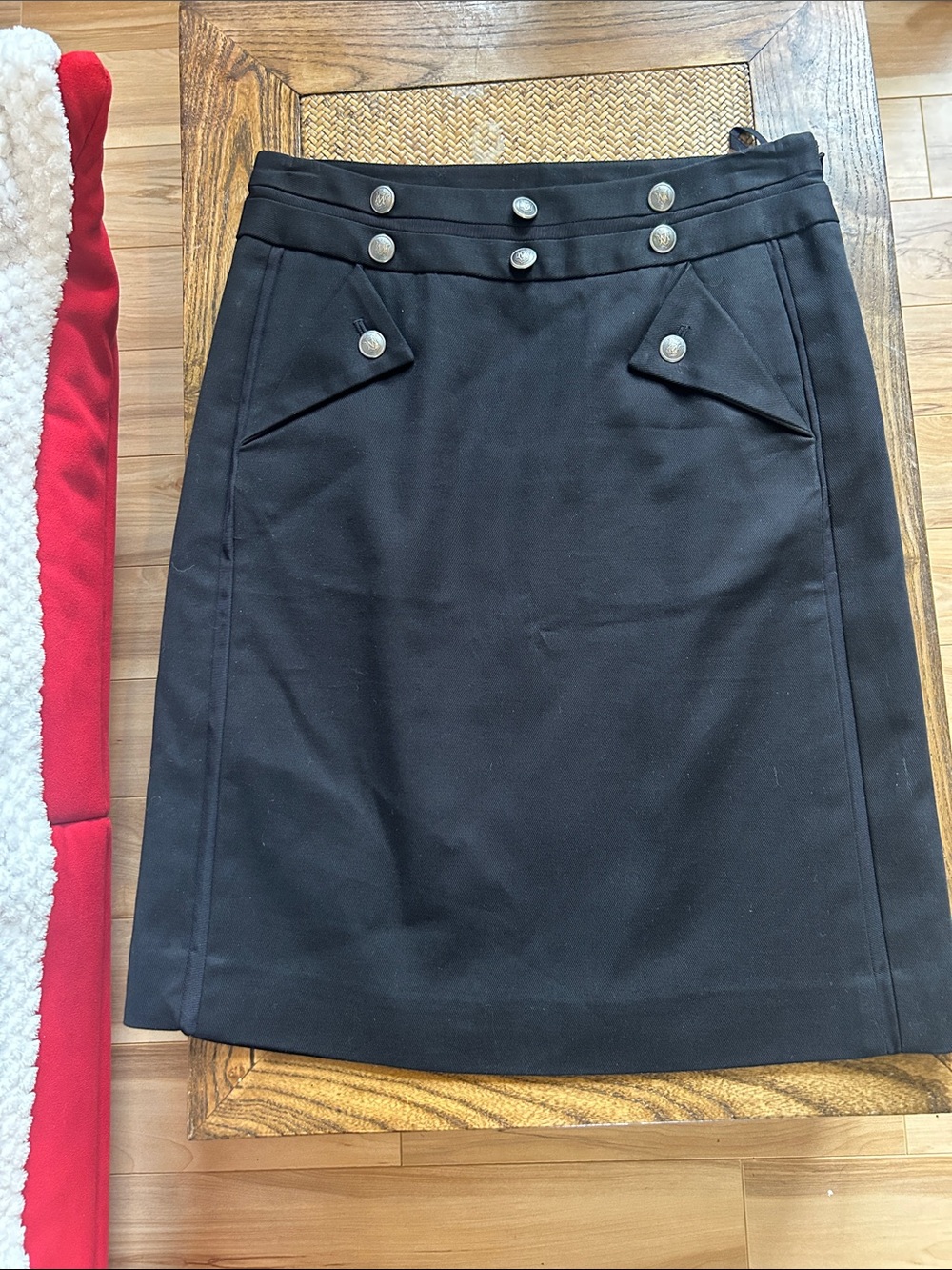 Club Monaco Black Pencil Skirt with Decorative Buttons